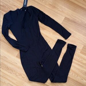 NWT MyFitOnline Black Long Sleeve Jumpsuit One Piece Arhleisure Yoga Size Med